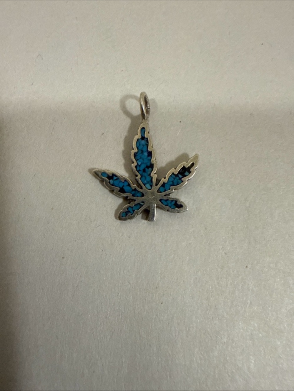 Silver Leaf Pendant with turquoise